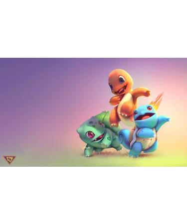 Kanto Starters Board Game Playmat for Trading Cards Games Mouse Pad Play Mat