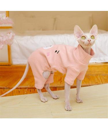 TENGTUD Hairless Cat Clothes Pet Warm Clothes for Sphynx Cat Pure Cotton Four Feet -XS_pink