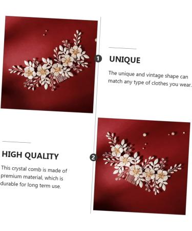 Ipetboom 1pc White Leaf Comb Rhinestone Headpiece Pearl Hair Ties Bridal Hair Comb Beautiful Hair Accessory Bridal Floral Side Comb Prom Hair Clips Hair Pin Grace Bride Alloy Crystal Flower - Buy Online on GoSupps.com