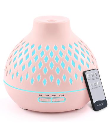SPLITSKY 400ML Essential Oil Diffuser Scent Diffuser with Remote Control Cool Mist Aromatherapy Air Humidifier Electric Nebulizer with 7 LED Light Colors for Bedroom Home Pink