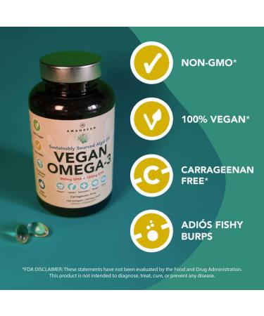 AMANDEAN Brain & Vegan Omega-3 Bundle: Magnesium Threonate USA-Grown Lion s Mane 6:1 Alpha-GPC & Algae DHA/EPA. Plant-Based Essential fats for Brain Eye Heart & Skin Health. Fish Oil Alternative. - Buy Online on GoSupps.com