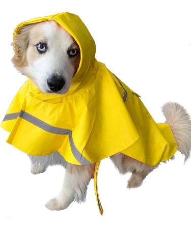Adjustable Rapid Drying Dog Rain Coat with Hood - Waterproof Pet Jacket for Lurcher Bulldog Cavapoo - Yellow XL 23.6 - Buy Online on GoSupps.com