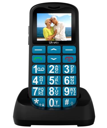 Uleway senior cell phone with large buttons and without a contract dual Sim pensioner GSM senior cell phone with SOS emergency call button large button cell phone with charging station blue