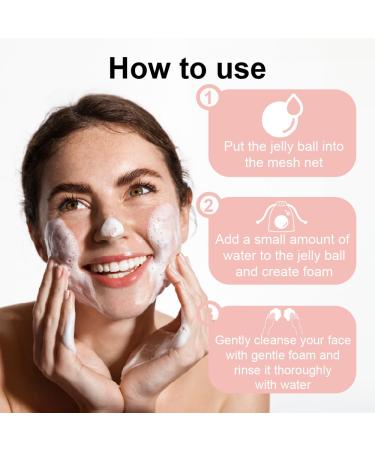 Be Bare Aqua Jelly Ball Cleanser - Daily Korean Face Wash for Dry Skin with AHA BHA & Allantoin - Hydrating Exfoliant - Peachy Pink (1.41oz - Buy Online on GoSupps.com