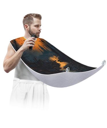 Halloween Night Beard Bib Apron Beard Hair Catcher for Men Shaving Fathers Day Anniversary Christmas Gifts for Dad Husband Beard Bib with 2 Suction Cups