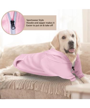 Meioro Pink Hooded Sweater for Dogs - Warm Zip Pet Hoodie for French Bulldogs & Pugs | Cute Dog & Cat Clothes - Buy Online on GoSupps.com