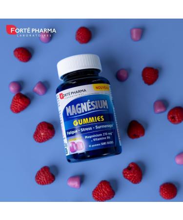 Fort Pharma - Magnesium Gummies | Stress Supplement with Magnesium Vitamins B6 and Spirulina - Anti Stress for Adults And Children From 4 Years | 45 Chewing Gums - Raspberry Flavor - Buy Online on GoSupps.com