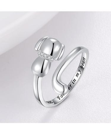 EJALEN 925-Sterling-Silver Puppy Dog Ring - Forever in My Heart CZ Adjustable Open Dog Jewelry for Women - Buy Online on GoSupps.com