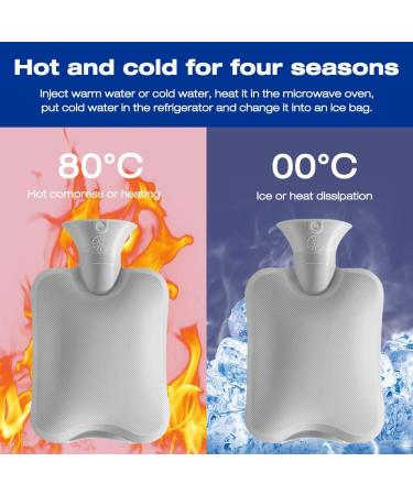 IWILCS Hot Water Bottle with Plush Cover - Rubber Hot Water Bag for Neck, Shoulder, Back, Legs, and Waist - Gray - Buy Online on GoSupps.com