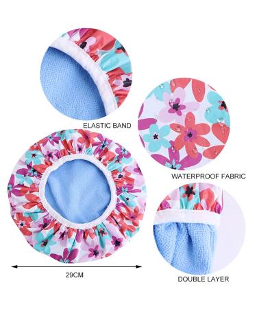 4 Pcs Terry Lined Shower Caps for Women - Reusable, Waterproof & Soft Hair Care Shower Caps (Set1) - Buy Online on GoSupps.com