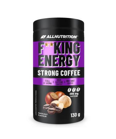 ALLNUTRITION Fitking Energy Strong Coffee - Café Instantané - Haute Teneur en Caféine - Café Aromatisé - Boost énergétique Quotidien - Très Aromatique - 130 g - Hazelnut