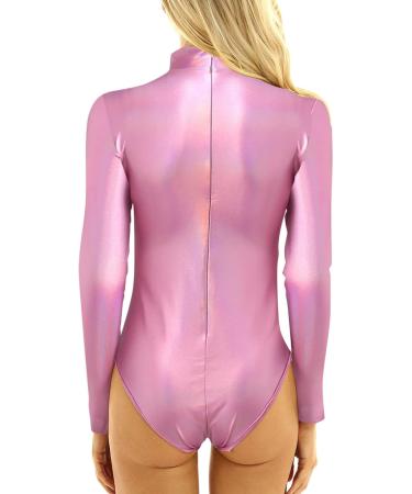 Buy Women's Metallic Liquid Glossy Long Arm Dance Leotard | Stylish Black Jumpsuit for Ballet & Gymnastics - International Shipping Available - Buy Online on GoSupps.com