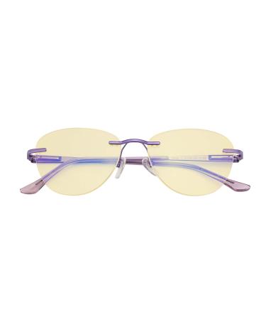 CessBlu Ladies Cat-eye Blue Light Blocking Glasses Anti Glare UV Rimless Computer Eyeglasses for Women Reading Screen Purple 1.5 x