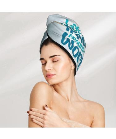 Travel Around The World Microfiber Hair Towel - Super Absorbent Coral Velvet Wrap for Long Curly & Thick Hair | Quick Dry for Women - Buy Online on GoSupps.com