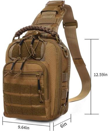ANTARCTICA Tactical Sling Bag Pack Military Rover Shoulder Bag Molle Assault Range Bag 1050D Big Brown - 9.64x6x12.59 Inch - Buy Online on GoSupps.com