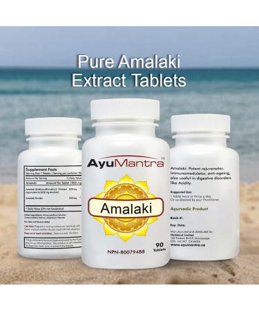 AyuMantra Organic Amalaki (Indian Gooseberry/Emblica Officinalis) Extract Tablets - 90 Tablets 1000 mg - Buy Online on GoSupps.com