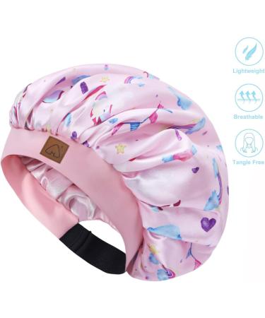 Adjustable Satin Bonnet Sleep Cap for Kids | Silk Hair Cap for Curly Hair | Baby/Toddler Hair Bonnet | 1-8 Years | Unicorn Design - Buy Online on GoSupps.com