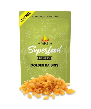 Amrita Golden Raisins 1 lb | No Added Sugar, Naturally Sweet, Gluten Free Dried Sultanas, Kishmish | Packed Fresh in Resealable Bags | Yellow Raisins, White Raisins, Vegan Snacks, Healthy Snacks 1 Pound (Pack of 1)