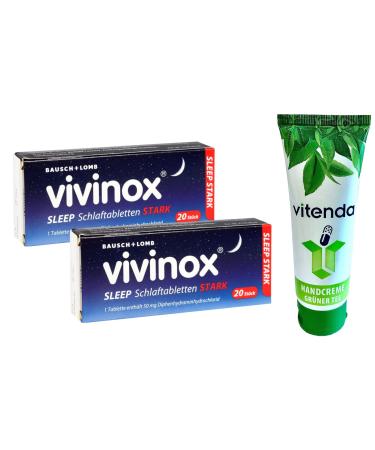 VIVINOX Sleep sleeping tablets strong 2x20 tablets including a hand cream from vitenda - For difficulty falling asleep and sleeping through the night 40