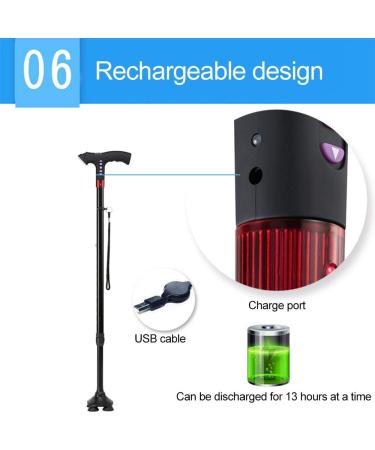Telescopic Walking Stick Lightweight Walking Cane for Men or Women Seniors Adjustable Crutch with LED Flashlight and Panic Alarm FM Radio with Grip Handle Surprise Gift - Buy Online on GoSupps.com
