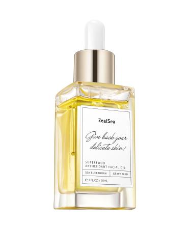 ZealSea Superfood Antioxidant Face Oil - Hydrating & Moisturizing Plant-Based Skin Care Oil for Men & Women - 1 Fl Oz Gua Sha Massage Therapy - Buy Online on GoSupps.com
