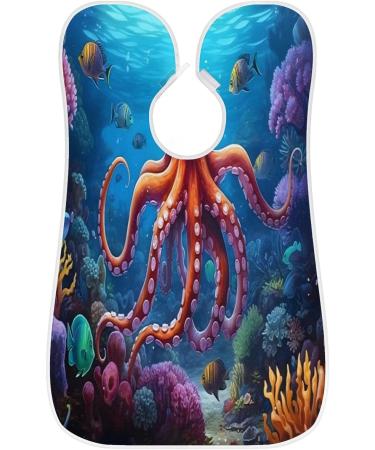 Ocean Big Octopus Beard Bib Apron | Beard Hair Catcher for Men | Perfect Father's Day & Christmas Gift for Dad & Husband | 2 Suction Cups - Buy Online on GoSupps.com