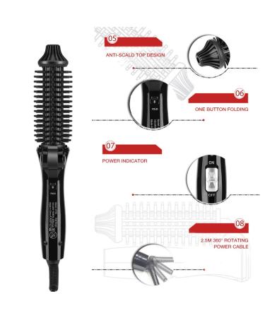 Folding Curly Hair Stick: Ceramic Tourmaline Hair Curler & Anion Hairbrush - UK Plug (110 240V) for Easy Styling - Buy Online on GoSupps.com