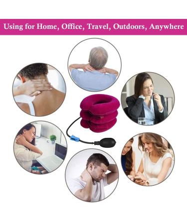 Tkmars Inflatable Neck Support Pillow - Adjustable Cervical Spine Relief for Pain Travel & Office - Unisex Red - Buy Online on GoSupps.com