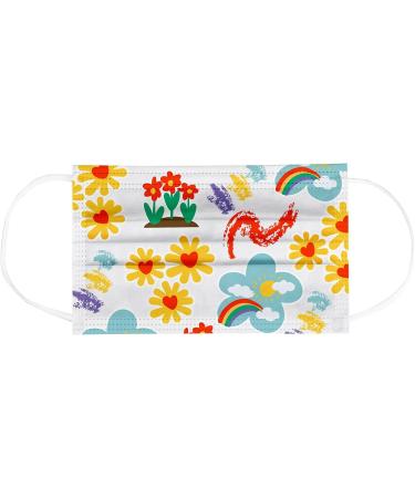 50Pcs Disposable_Face_Masks Rainbow Printed Face Shield for Kids Boys Girls 3-ply Face Protection Pads E One Size - Buy Online on GoSupps.com