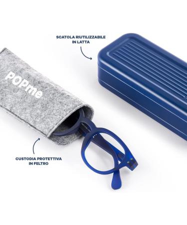 Popme Unisex Ocean Blue Reading Glasses | Blue Light Filter | 2 Diopters for Presbyopia | One Size International Shipping - Buy Online on GoSupps.com