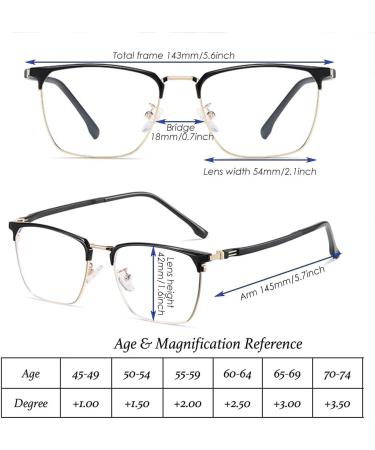Shop Fashionable Blue Light-Blocking Reading Glasses for Men & Women | Titanium Frame 2.5x Magnification - Buy Online on GoSupps.com