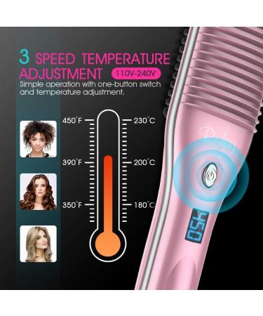 30S Ceramic Heating Straightening Brush - Fast Heated Hair Straightener with Auto Temperature Lock & 3 Heat Levels - Anti-Scald for Home Travel & Salon - Buy Online on GoSupps.com