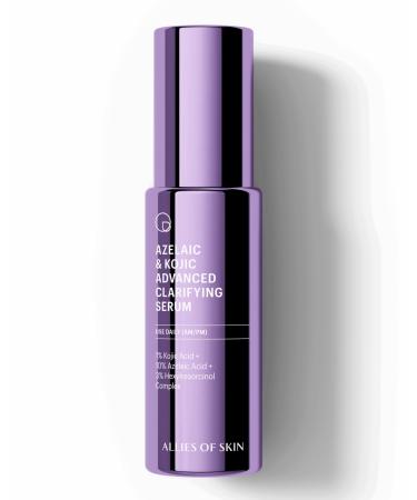 Allies of Skin Azelaic & Kojic Clarifying Face Serum | Clinically Proven for Acne & Blemish Prone Skin |10% Azelaic Acid Treats Pigmentation and Redness | Targets Pores & Uneven Skin Texture (1 Fl oz)