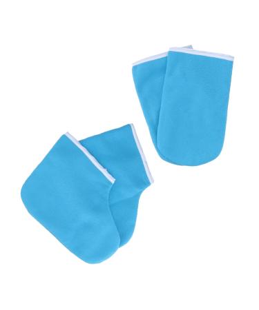 Kit Paraffine Mains et Pieds Moufles et Chaussettes Coton Thermique Bleu Fonc pour Th rapie Hydratante Spa P dicure