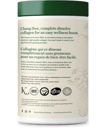 Great Lakes Wellness Collagen Peptides Powder - Unflavored - Quick Dissolve Hydrolyzed Hormone & Antibiotic Free Non-GMO No Preservatives - 454g Unflavored 38 Servings (Pack of 1) - Buy Online on GoSupps.com