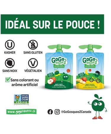GoGo squeeZ Fruit Sauce Variety Pack Apple Banana No Sugar Added. 90g per pouch Pack of 12 - Buy Online on GoSupps.com