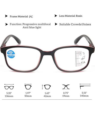 Buy Zukky Blue-Light Progressive Multifocal Reading Glasses for Women - Stylish Square Large Lens Readers in Black & Red (Size: 4x) - Buy Online on GoSupps.com