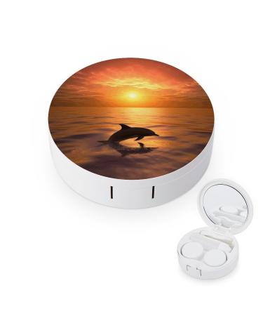 Contact Lens Case Dolphin And Sunset Print Plastic Contact Lens Case contact Lens Care Box ontact Lens Travel Box