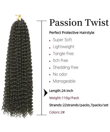 Buy Passion Twist Hair - 24 Inch Pre-Twisted Crochet Hair 7 Packs | Water Wave Bohemian Braiding Extensions - Yddm Synthetic Hair - Buy Online on GoSupps.com