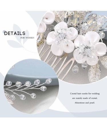 Vakkery Flower Bridal Hair Comb Silver Bride Crystal Hair Headpiece Prom Wedding Hair Accessories for Women and Girls - Buy Online on GoSupps.com
