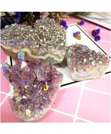 Natural Crystal Rough Amethyst Geode Heart Stones Crystal Crystals Stones Titanium Rainbow Aura Amethyst Cluster Angel Aura Quartz (Size : 70-80g) - Buy Online on GoSupps.com