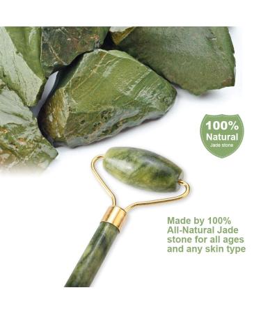 Natural Jade Roller & Guasha Facial Set | Skin Firming & Anti-Aging Massager for Puffy Eyes, Neck, and Wrinkles - Buy Online on GoSupps.com