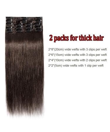 Clip In Extensions Real Hair 55cm - Remy Hair Extension 8 Wefts 75g (#2 Dark Brown) - Premium Quality & Fast International Shipping - Buy Online on GoSupps.com