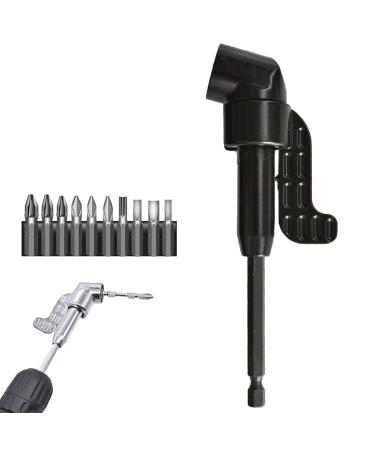ldawu Corner Tool Screw Hub with Multi-Function Bend Screwdriver Bit Multifunction Right Angle Screwdriver Corner Tool Screw Hub Right Angle Drill Attachment with 10 Set Tools (Black Long) Black Long