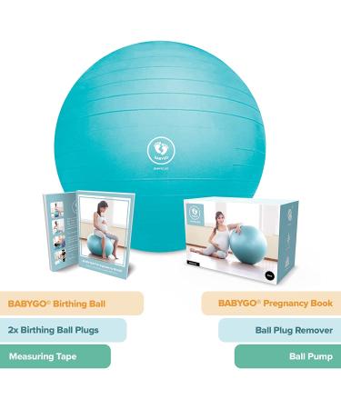 BABYGO Birthing Ball Set - Pregnancy Yoga & Exercise Ball + Book - Trimester Targeting Maternity Physio - Anti Burst Eco Friendly Material - 65cm 75cm - Turquoise - Buy Online on GoSupps.com