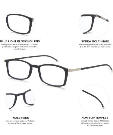 OuShiun Slim Reading Glasses - Blue Light Filter Eyewear for Men & Women | Lightweight Thin Reader Computer Glasses - Black 3.0x - Buy Online on GoSupps.com