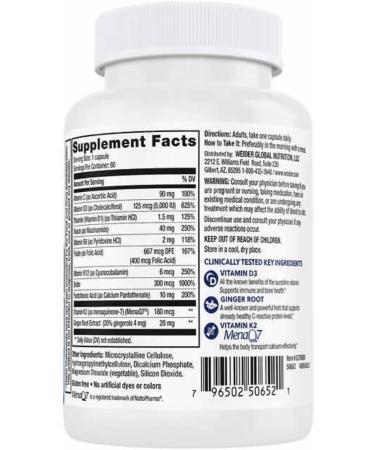Artery Health Supplement with Vitamin K2 (180mcg) & D3 (5000iu) - 60 Veggie Capsules for Heart, Immune, and Bone Support - Buy Online on GoSupps.com