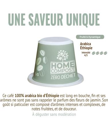 MOKA 10 Capsules 100% Pure Organic Ethiopian Arabica - Compatible with Nespresso Capsule Machines - Intensity 8 - Biodegradable and Home Compost - Espresso and Lungo - Roasted in France - Buy Online on GoSupps.com