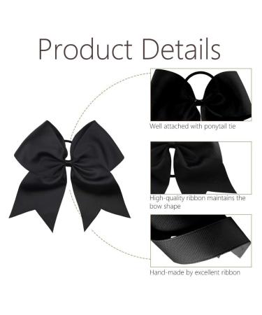 Oaoleer 8 Inch Large Cheer Bow Ponytail Holder Handmade Black Hair Accessory for Cheerleading, Teens, and College Women - Pack of 1 - Buy Online on GoSupps.com