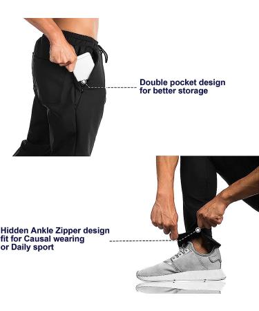 BROKIG Men's Jogger Sport Pants - Black Medium | Casual Zipper Gym Sweatpants with Pockets - Buy Online on GoSupps.com